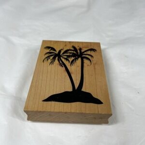 Recollections‎ Palm Trees Silhouette Wood Mounted Rubber Stamp Tropical